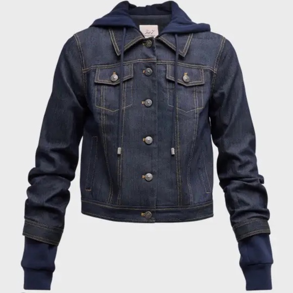 cinq a sept Jackets & Blazers - Cinq A Sept Jess Topstitched Denim Hooded Combo Jacket